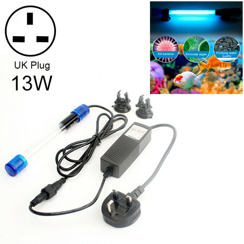 Lampada per acquario per pesci con disinfezione delle alghe ultraviolette a quattro nuclei UV da 13 W, presa UK, 13W UK Plug