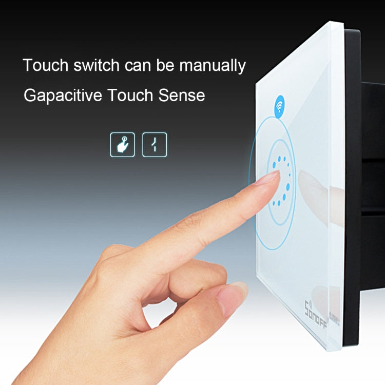 Sonoff  Touch 120mm 1 Gang Tempered Glass Panel Wall Switch Smart Home Light Touch Switch, Compatible with Alexa and Google Home, AC 90V-250V 400W 2A   ...