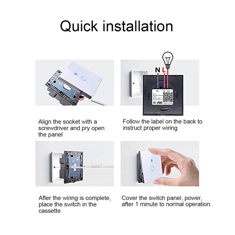 Sonoff  Touch 120mm 1 Gang Tempered Glass Panel Wall Switch Smart Home Light Touch Switch, Compatible with Alexa and Google Home, AC 90V-250V 400W 2A   ...