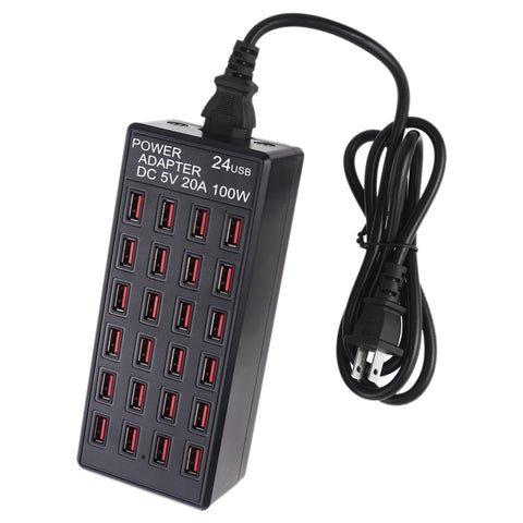 Caricabatterie intelligente con stazione di ricarica rapida da 100 W, 24 porte USB, con indicatore LED CA 100-240 V, presa americana, 100 W 24 porte USB Spina USA