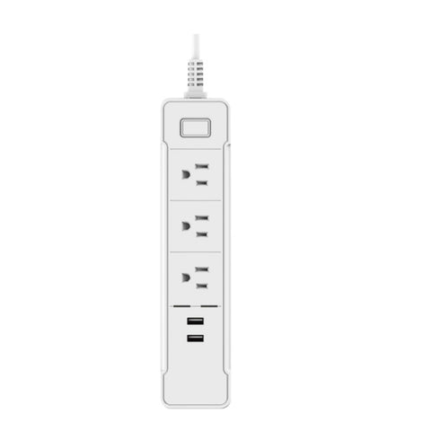 C198B 2 portes USB + 3 prises USA Prise de courant intelligente WiFi, compatible avec Alexa et Google Home, CA 110 V-240 V, prise USA, Noir, Blanc