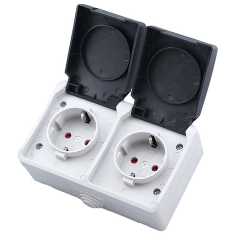 Presa a double connexion impermeabile IP44 con coperchio, spina europea