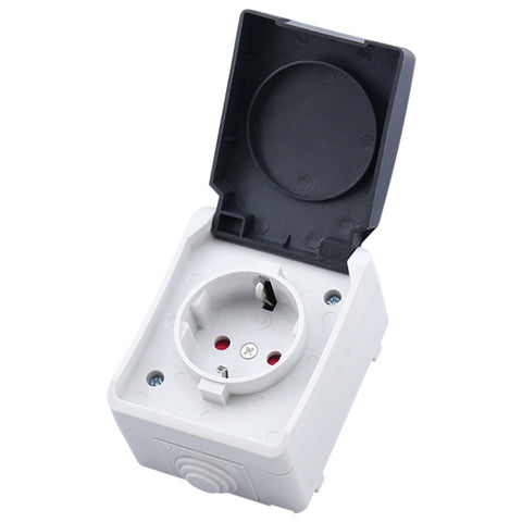 Presa di courrente impermeabile IP44 per esterni avec coperchio, spina europea