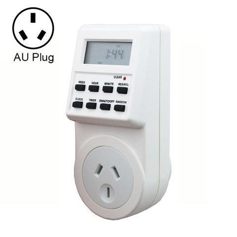 AC 240V Smart Home Plug-in Display LCD Orologio Funzione ora legale 12/24 or Presa interrupteur minuterie modifiable, spina AU, AC 240V AU Plug