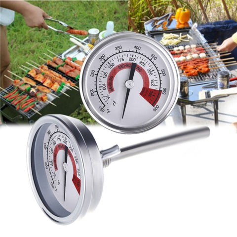 Termometri da forno in acciaio inossidabile BBQ Smoker Pit Grill Termometro bimetallico Indicatore di temperatura Strumenti di cottura con doppio display e vetro antiappannamento, WSS-411