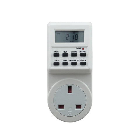 AC 230V Smart Home Plug-in Display LCD Orologio Funzione ora legale 12/24 ore Presa interruttore timer modificabile, spina UK, AC 230V UK Plug