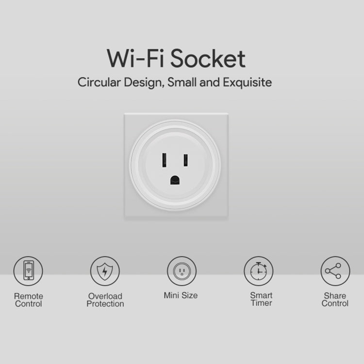 SA-003 10A Mini WiFi Plug Timing Smart Socket Works with Alexa & Google Home, AC 100-240V, US Plug, SA-003