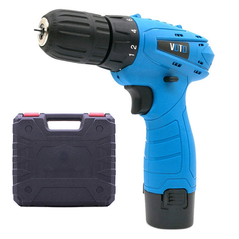 VOTO 12V Régulation continue de la vitesse Ensemble de trappes manuelles électriques Trapano électrique avec lumière LED, CA 220V, Spina USA, Consegna colore casuale, 12V Single Speed ​​Plastic Box Package