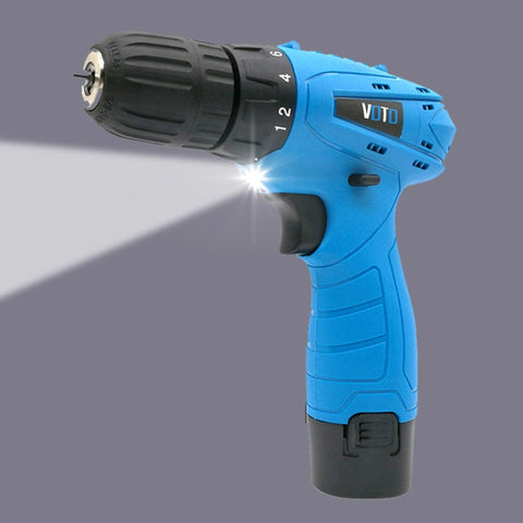 VOTO 12V Régulation continue de la vitesse Ensemble de trappes manuelles Ricabili Trapano électrique avec lumière LED, CA 220V, Spina USA, Consegna colore casuale, 12V Single Speed ​​Paper Box Package