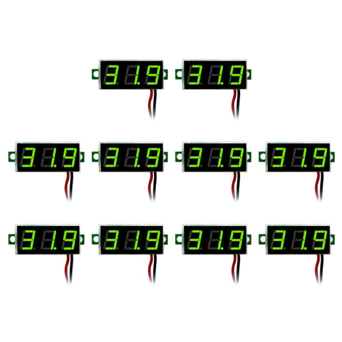 Misurateur de tension numérique réglable à 10 pièces de 0,28 pouces à 2 fils, affichage avec lumière en couleur, tension de mise à niveau : DC 2,5-30 V