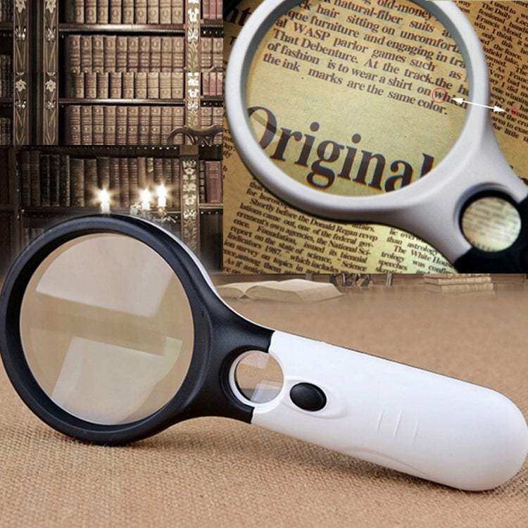 Portable 3-45X Magnifying Lens with 3 White/Black LEDs