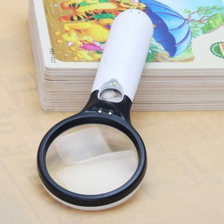 Portable 3-45X Magnifying Lens with 3 White/Black LEDs