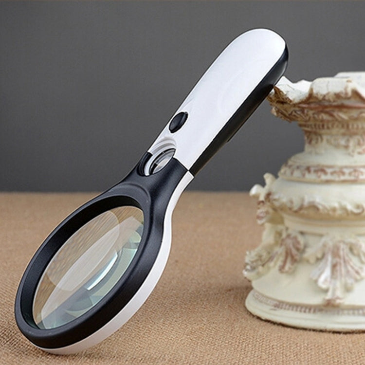 Portable 3-45X Magnifying Lens with 3 White/Black LEDs