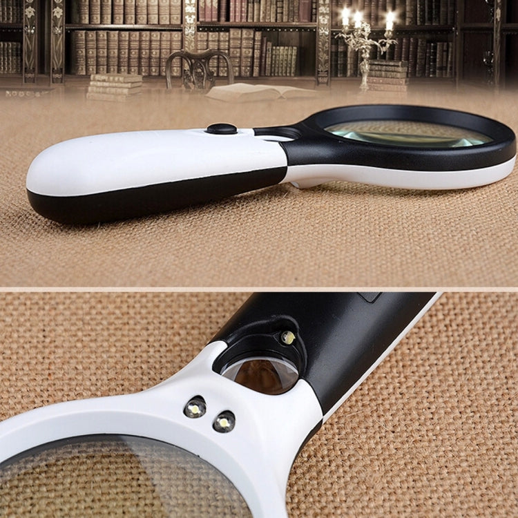 Portable 3-45X Magnifying Lens with 3 White/Black LEDs