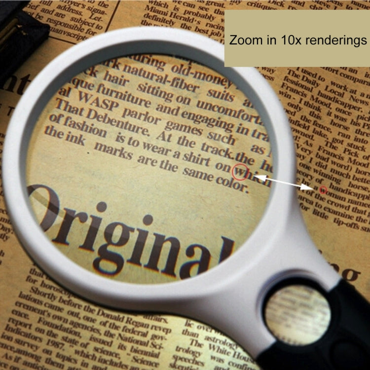 Portable 3-45X Magnifying Lens with 3 White/Black LEDs