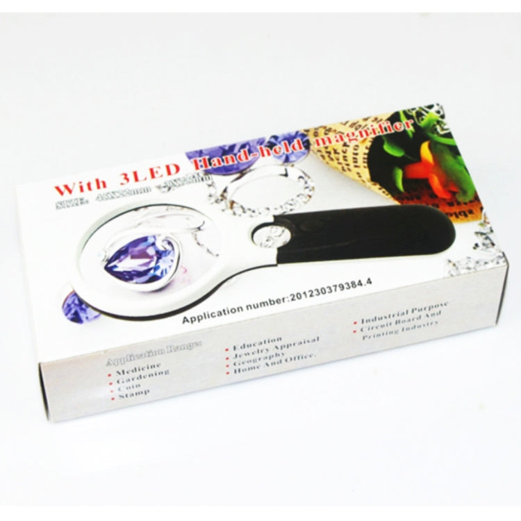 Portable 3-45X Magnifying Lens with 3 White/Black LEDs
