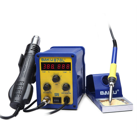 BAKU BK-878L2 AC 220V Display LED 2 in 1 Stazione di saldatura per saldatore con pistola ad aria calda, BK-878L2 AC 220V