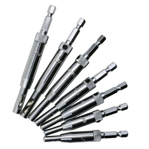 7 pz/set porte autocentranti cerniera maschiatrice set di punte per trapano perforatrice instruments per la lavorazione del legno (5/64,7/64,9/64,11/64,13/64,1/4 pollici, 5 mm), 7 PCS/Set