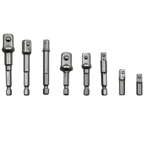 8 pezzi/set barra di prolunga per punta a bussola adattatore codolo esagonale cacciavite per dadi punta per trapano elettrico, 1/4 (65/50/30/25 mm), 3/8 (65/50 mm), 1/2 (73/50 mm), 8 pezzi/set Lunghezza: 65-73 mm