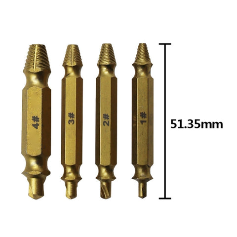Estrattore di viti 4 in 1 per punte da trapano Strumento per rimuovere bulloni rotti (1#, 2#, 3#, 4#), con custodia in plastica, Gold s2, Gold 4341, 4341, s2