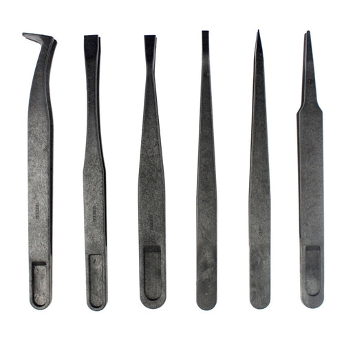 6-in-1 Anti-Static Carbon Fiber Tweezers for Precision