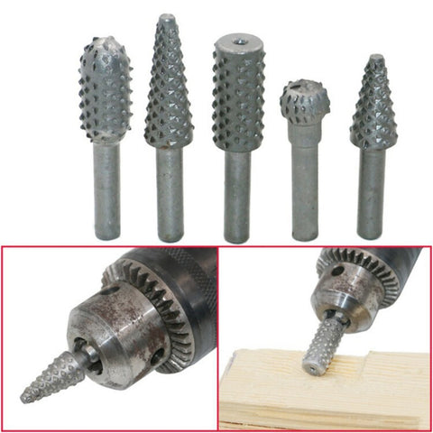 5 pezzi/set lavorazione del legno intaglio del legno gambo da 6 mm punte rotanti per molatura in rilievo con testa per raspa, 5 PCS/Set Drill Bits - Novalix Store
