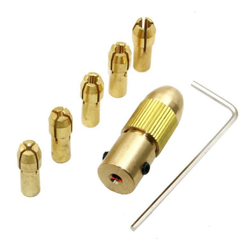 7 pièces/set ottone 0,5-3 mm piccola punta da trapano elettrico pinza micro twist 3,17 mm set di mandrini con chiave, 3.17mm
