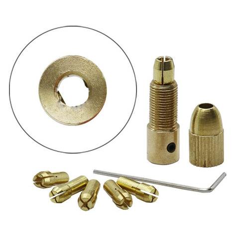 7 pièces/set ottone 0,5-3 mm piccola punta da trapano elettrico pinza micro twist 5,05 mm set di mandrini con chiave, 5.05mm