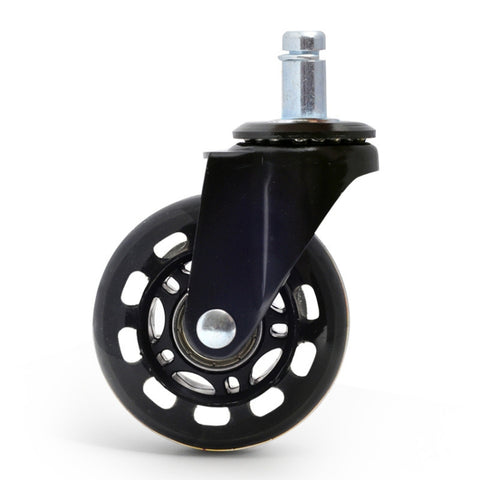 Ruota trasparente nera in PU da 2,5 pollici adatta per sedia da ufficio Ruota universale con vite muta 11x22mm, 2.5 inch Wheel