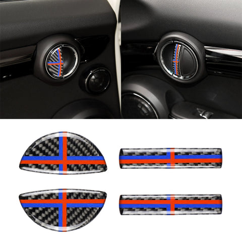 4 pezzi colore rosso blu auto F telaio maniglia porta adesivo decorativo in fibra di carbonio per BMW Mini Cooper Clubman Countryman F55 / F54 / F60, For BMW Mini F60 (Red Blue Color) - Novalix Store