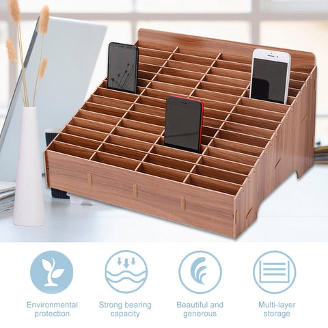 Espositore da tavolo con supporto per pellicola per cellulare multicella in legno, 60 griglie, dimensioni: 41,7x34,5x23 cm, 60 Grids, Pink, 60 Grids, Green, 60 Grids, Blue, 30 Grids, Yellow, 60 Grids, Brown