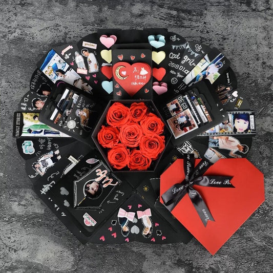 confezione-regalo-rimbalzante-con-esplosione-a-sorpresa-per-album-fotografico-fatto-a-mano-a-forma-di-cuore-diy-album - immagine 1