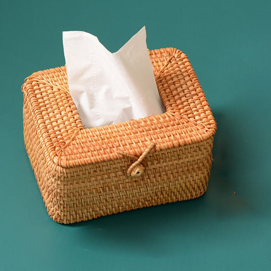 ZJH01 Custodia per scatola di immagazzinaggio di tessuti intrecciati in rattan da tavolo per mini ristorante, Mini