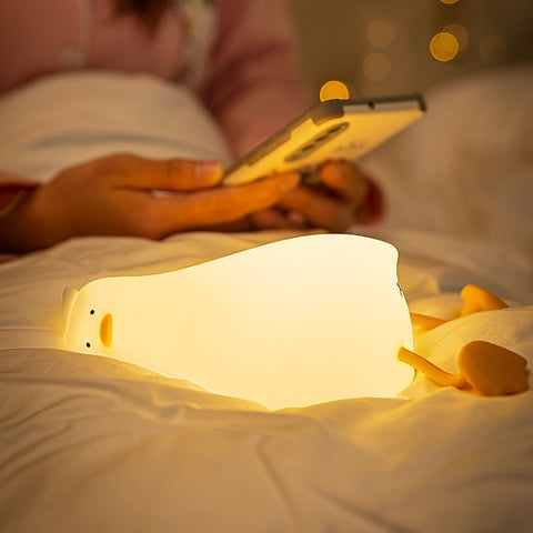Luce notturna con rilevamento tattile in silicone a forma di anatra piatta a LED con ricarica USB da 1 W, Flat Duck