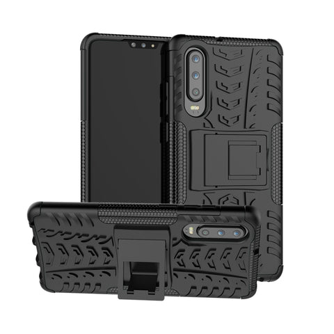 Custodia antiurto in TPU+PC con texture pneumatici per Huawei P30, con supporto, For Huawei P30