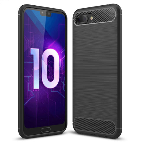 Custodia in TPU antiurto in fibra di carbonio con trama spazzolata per Huawei Honor 10, Huawei Honor 10