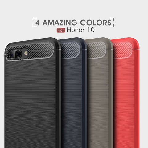Custodia in TPU antiurto in fibra di carbonio con trama spazzolata per Huawei Honor 10, Huawei Honor 10