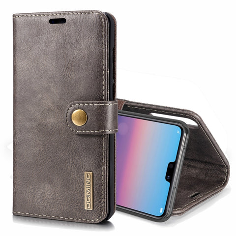 Custodia in pelle magnetica staccabile con texture Crazy Horse per Huawei P20 Pro, con supporto, slot per carte e portafoglio, Huawei P20 Pro