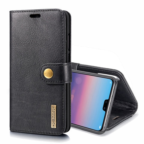 Custodia in pelle magnetica staccabile con texture Crazy Horse per Huawei P20, con supporto, slot per carte e portafoglio, Huawei P20