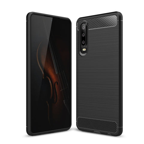 Custodia in TPU antiurto in fibra di carbonio con trama spazzolata per Huawei P30, Huawei P30