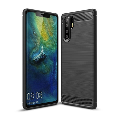 Custodia in TPU antiurto in fibra di carbonio con trama spazzolata per Huawei P30 Pro, Huawei P30 Pro