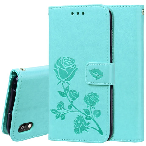 Étui en cuir PU avec structure orizzontale en rilievo rose pour Huawei Honor 8S / Y5 (2019), avec support, emplacement pour carte et portafoglio, pour Huawei Honor 8S / Y5 (2019)