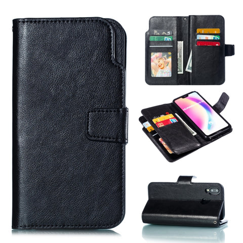Custodia multifunzionale in pelle con chiusura orizzontale con trama litchi per Huawei P20 Lite, con nove slot per carte, supporto e portafoglio, For Huawei P20 Lite