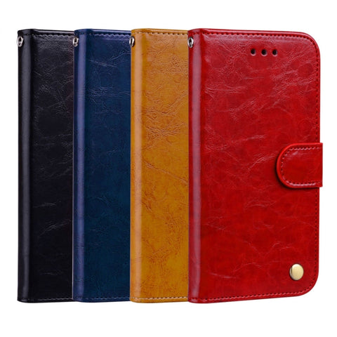 Custodia in pelle a vibrazione orizzontale con texture a cera d'olio stile business per Huawei Y6 (2018), con supporto, slot per carte e portafoglio, For HuaweiY6 (2018), For Huawei Y6 (2018)