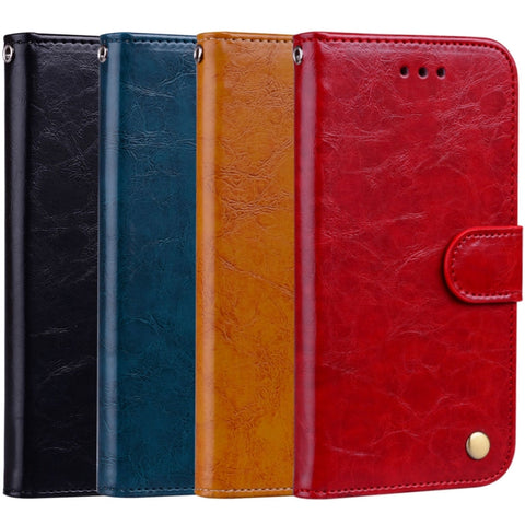 Per Huawei Y5 (2017) / Y6 (2017) Custodia in pelle con chiusura orizzontale in stile business con texture a cera d'olio con supporto, slot per schede e cinturino da polso, For Huawei Y5 (2017) / Y6 (2017), For Huawei Y5 (2017)