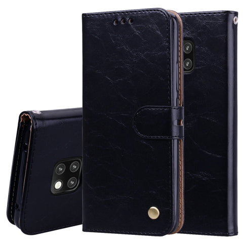 Custodia in pelle a vibrazione orizzontale con texture a cera d'olio stile business per Huawei Mate 20 Pro, con supporto, slot per carte e portafoglio, For Huawei Mate 20 Pro