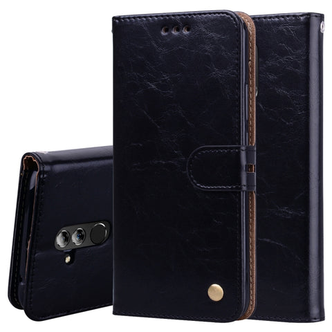 Custodia in pelle a vibrazione orizzontale con texture a cera d'olio stile business per Huawei Mate 20 Lite, con supporto, slot per carte e portafoglio, For Huawei Mate 20 Lite