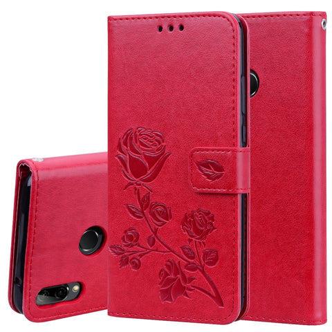 Custodia in pelle PU con chiusura orizzontale in rilievo rosa per Huawei Y9 (2019), con supporto, slot per carte e portafoglio, For Huawei Y9 (2019), Huawei Y9 (2019)