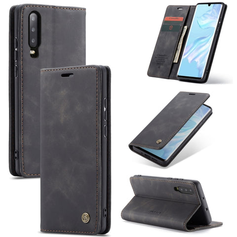 CaseMe-013 Custodia Multifunzionale in Pelle con Flip Orizzontale Smerigliato retrò per Huawei P30, con Slot per Schede, Supporto e Portafoglio, For Huawei P30