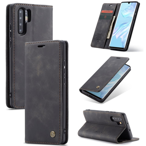 CaseMe-013 Custodia in pelle multifunzionale retro satinata con chiusura orizzontale per Huawei P30 Pro, con slot per schede, supporto e portafoglio, For Huawei P30 Pro
